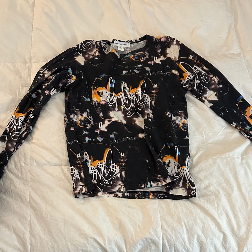 Long Sleeve Shirt - Black Abstract Design